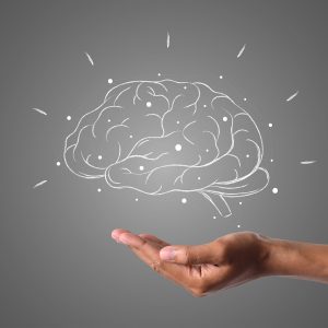 brain, hand, grey